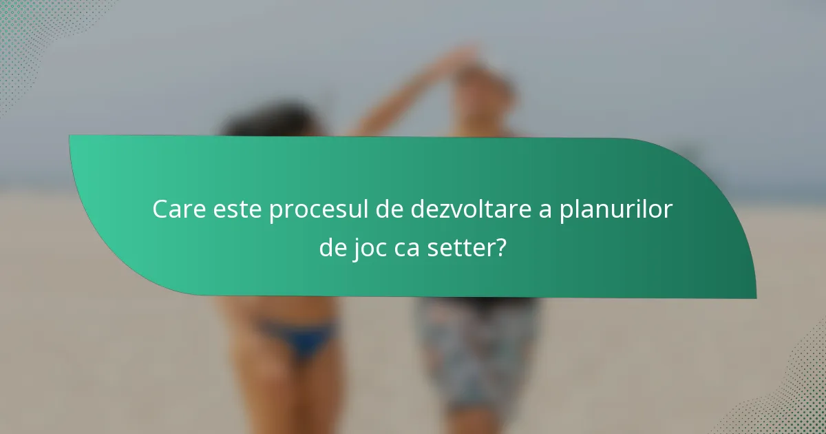 Care este procesul de dezvoltare a planurilor de joc ca setter?