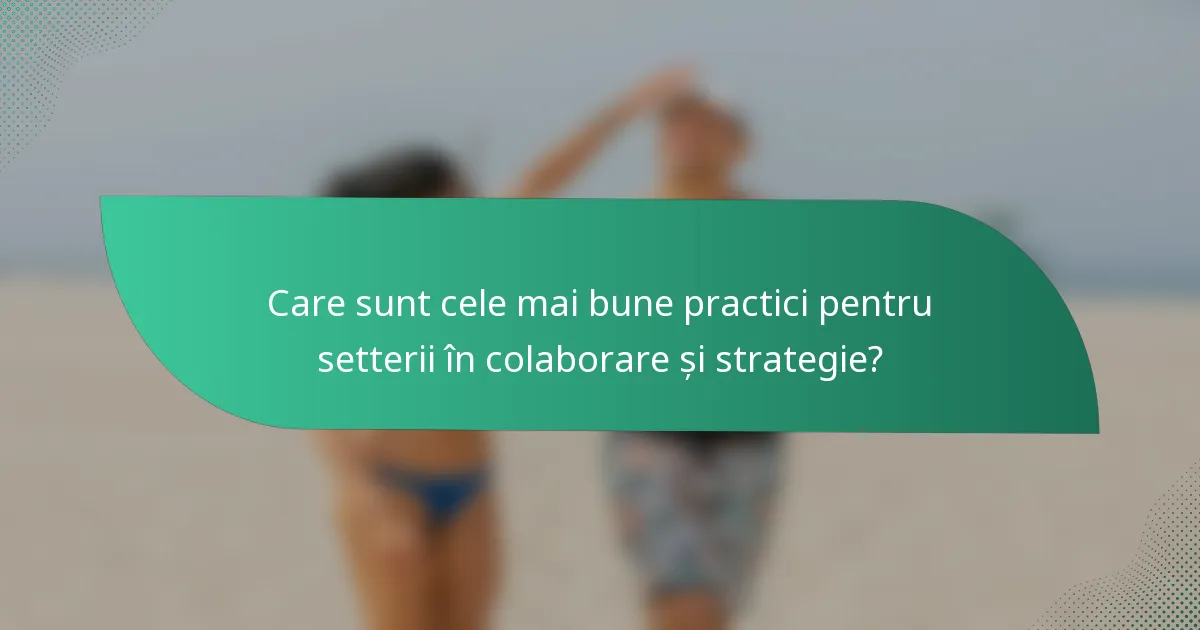 Care sunt cele mai bune practici pentru setterii în colaborare și strategie?