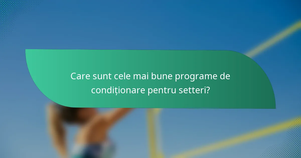 Care sunt cele mai bune programe de condiționare pentru setteri?