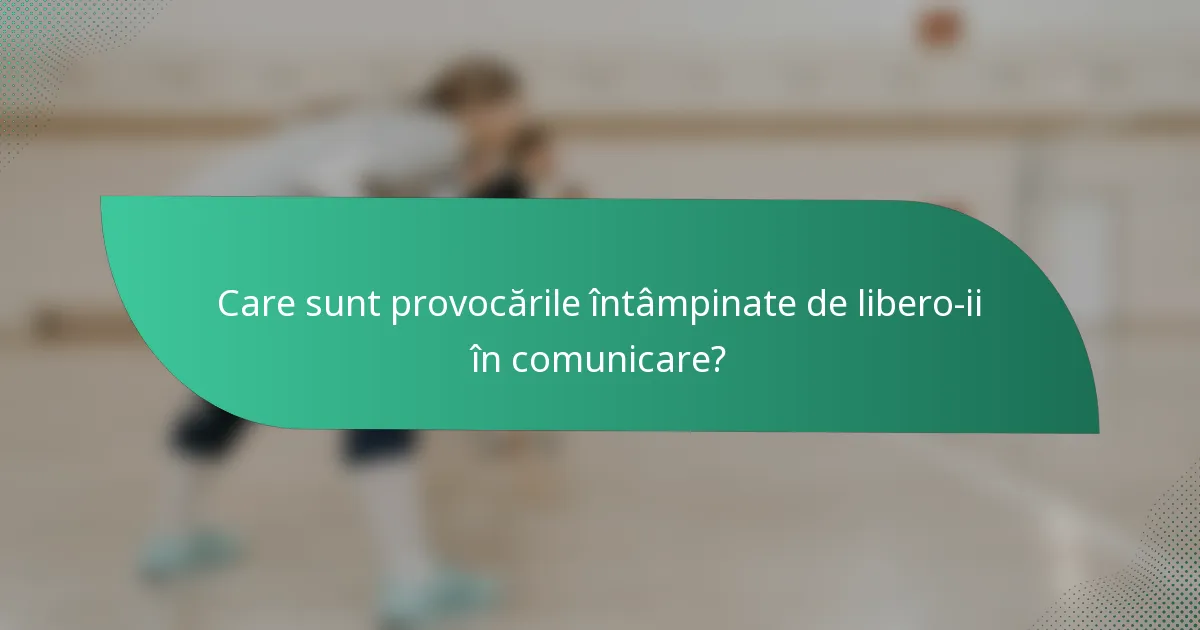 Care sunt provocările întâmpinate de libero-ii în comunicare?