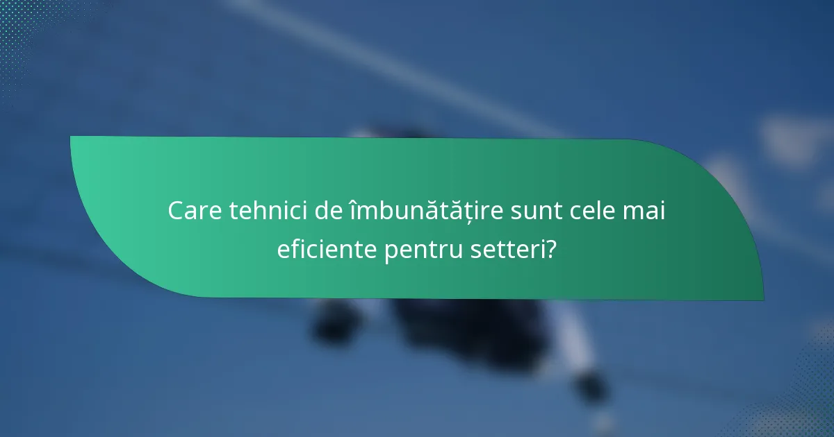 Care tehnici de îmbunătățire sunt cele mai eficiente pentru setteri?