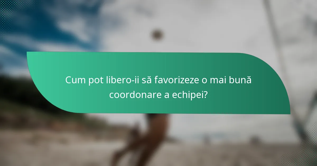 Cum pot libero-ii să favorizeze o mai bună coordonare a echipei?