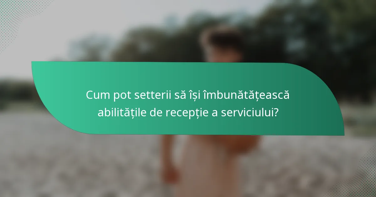 Cum pot setterii să își îmbunătățească abilitățile de recepție a serviciului?